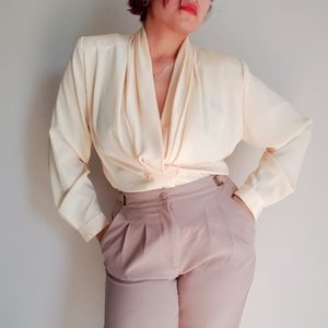 Vintage new old stock 80s button down blouse